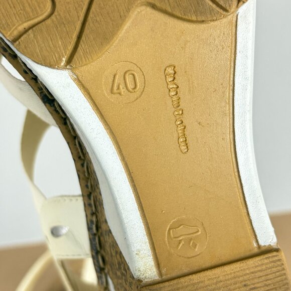 Rieker Elba Leather Wedge Sandals Womens 8.5 EU 40 White Ankle Strap - Picture 9 of 10